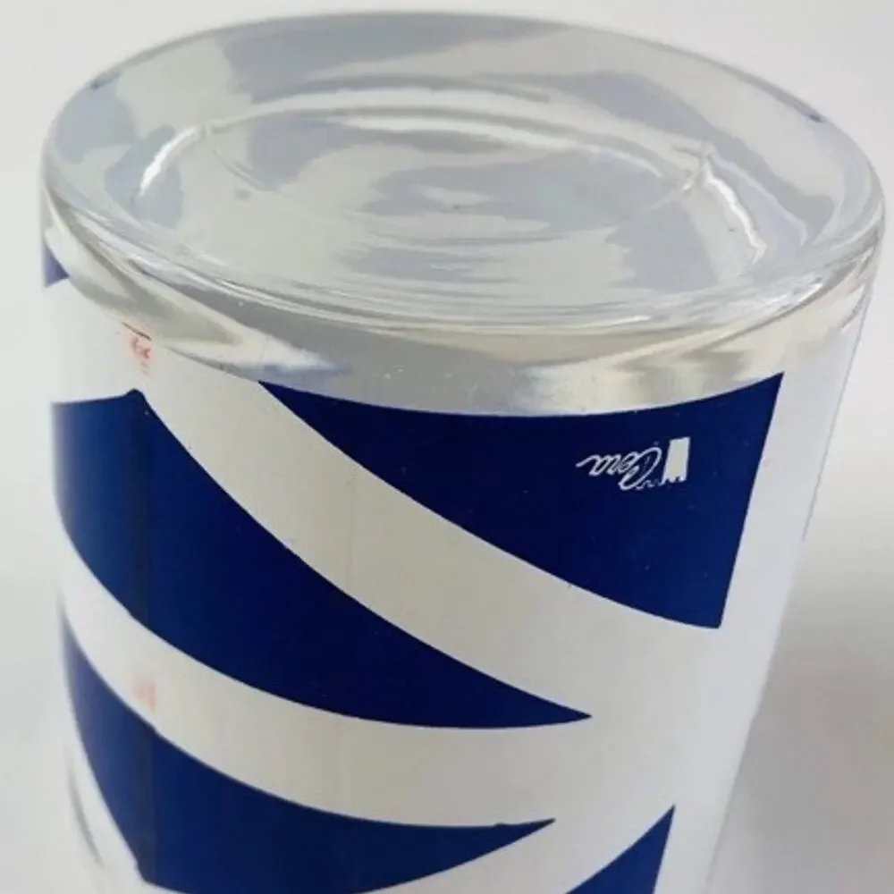2 Cera Glass 10oz Cups Low Ball Blue White Union Jack Vintage Rare